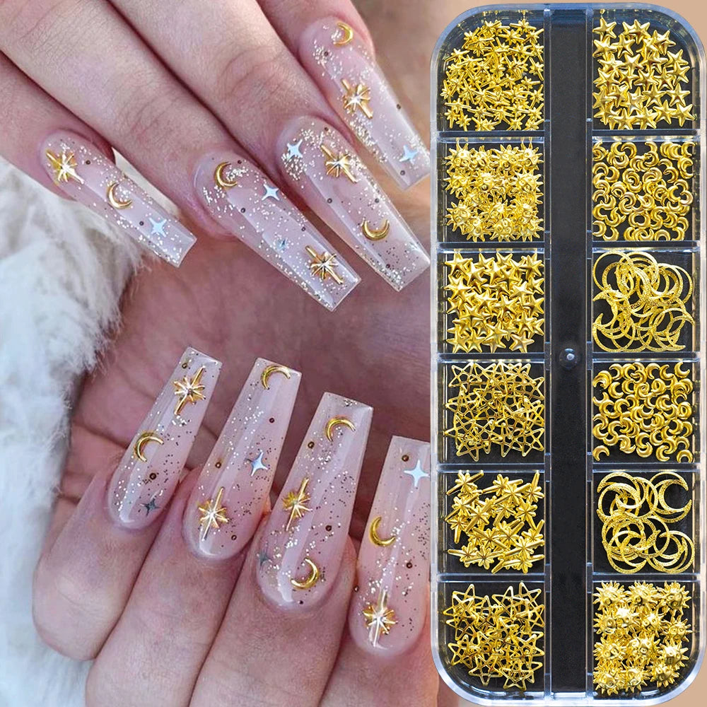 Gold Silver Pearl Caviar Nail Rhinestones
