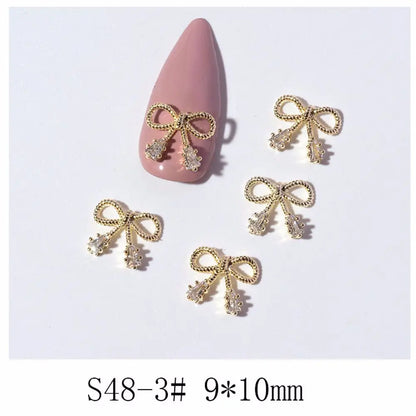 Crystal Bow Butterfly Pearl Nail Charms