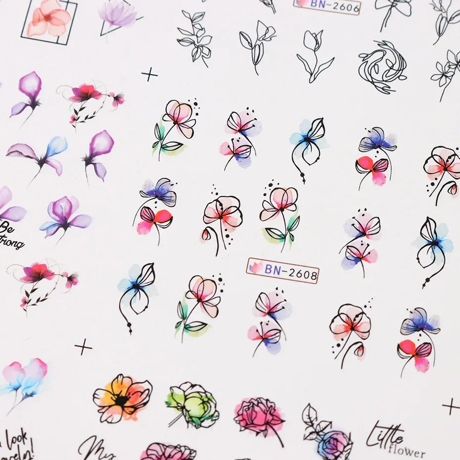 Ink Bloom Graffiti Nail Art Stickers