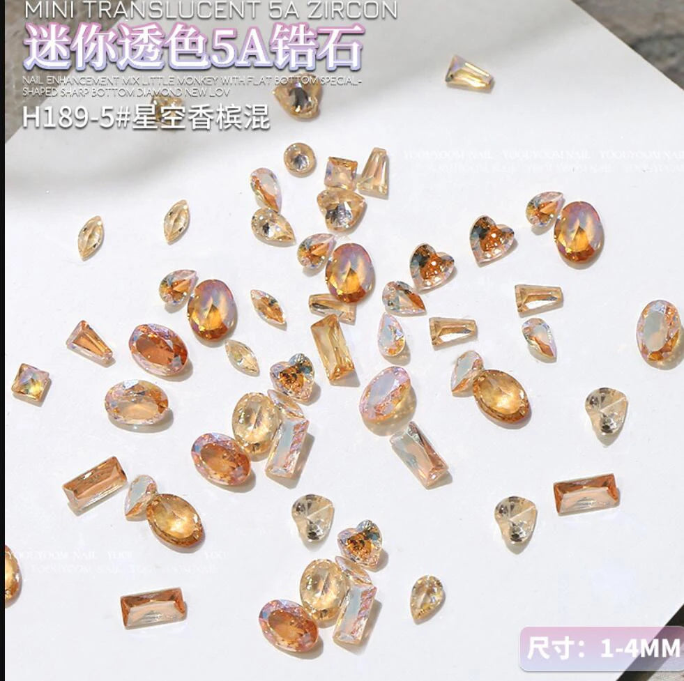 Mixed Shape Zircon Nail Rhinestones 50pc