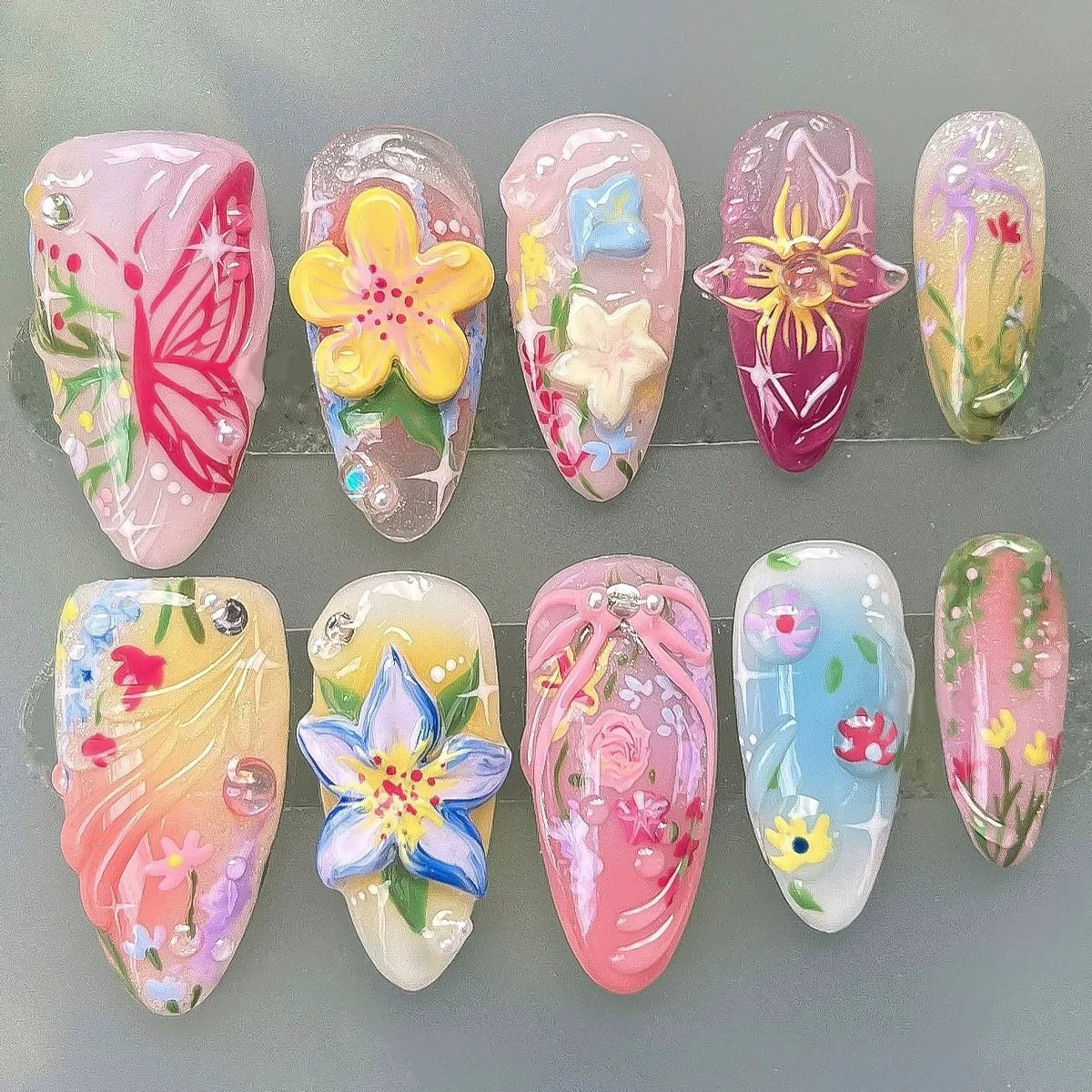 Pink Butterfly Ballet Press-On Nails