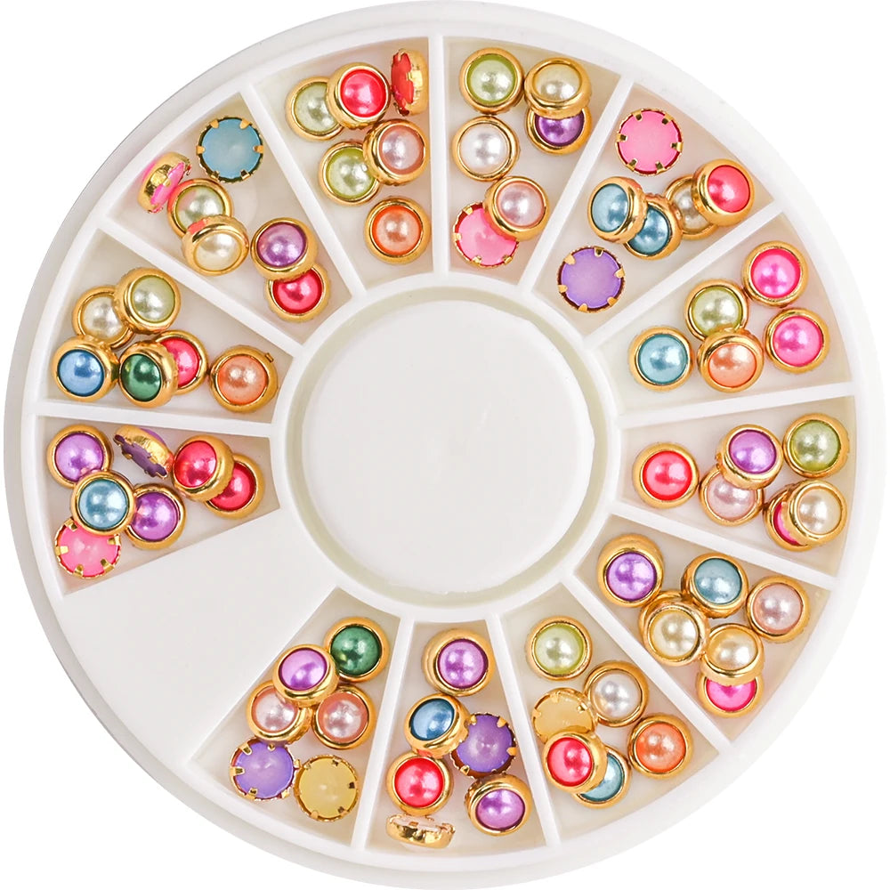 1Box Mixed Acrylic Gems Nail Rhinestones 3D Metal Alloy Nail Charms Flat Jewelry Decoration DIY Manicure Accessory DIY Stones*5H