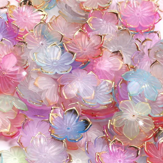 Flower Petal Acrylic Spacer Beads 50pc