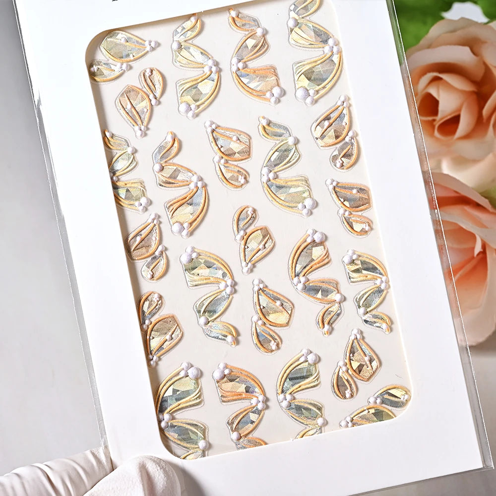 5D Sea Nail Art Stickers Embossed Self-Adhesive Ocean Beach Style Nail Slider Kawaii Starfish/Shell/Coral Reef Decor Nail Decals