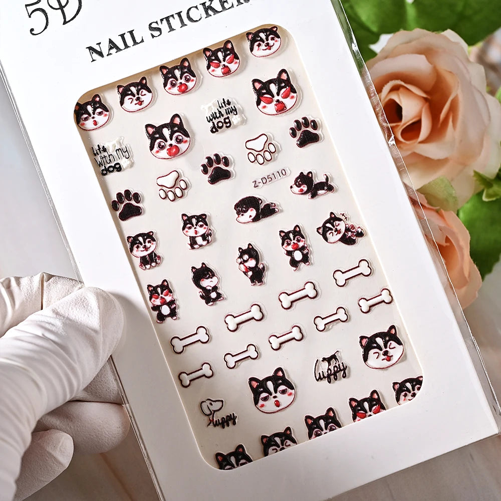 5D Sea Nail Art Stickers Embossed Self-Adhesive Ocean Beach Style Nail Slider Kawaii Starfish/Shell/Coral Reef Decor Nail Decals
