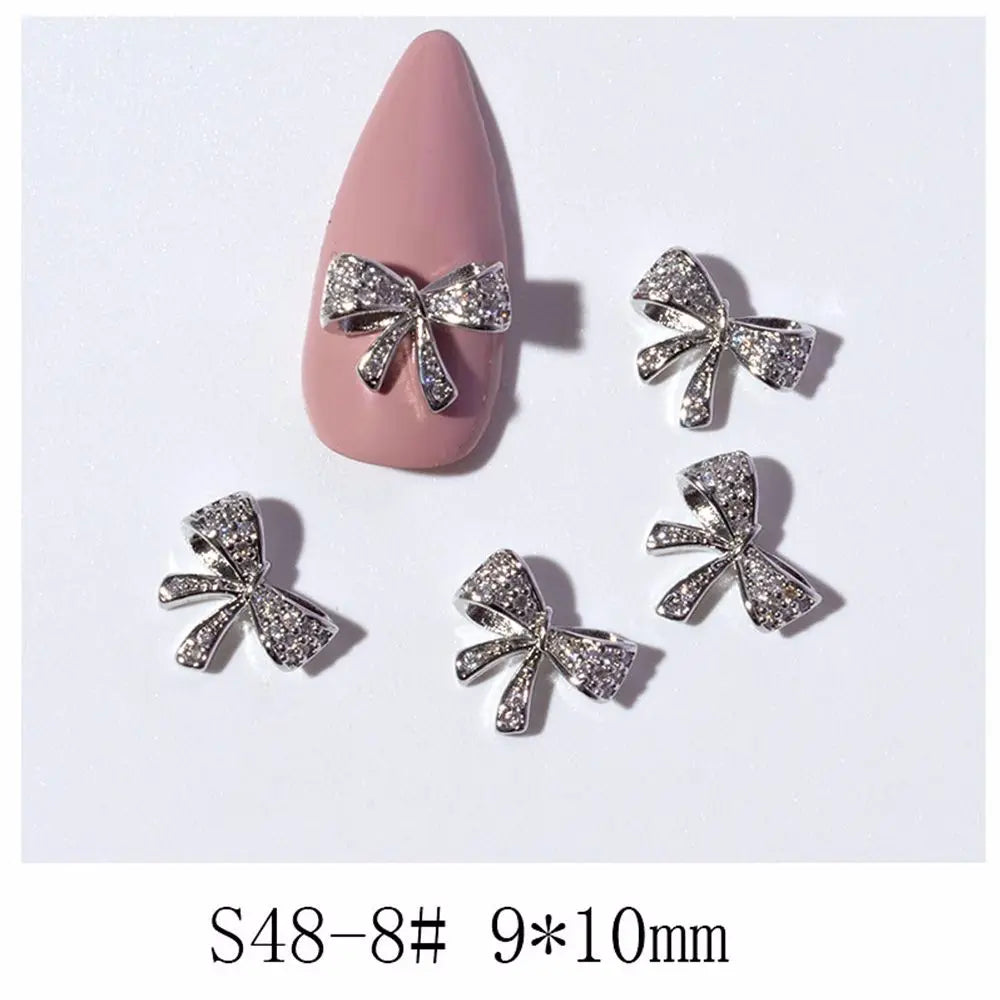 Crystal Bow Butterfly Pearl Nail Charms