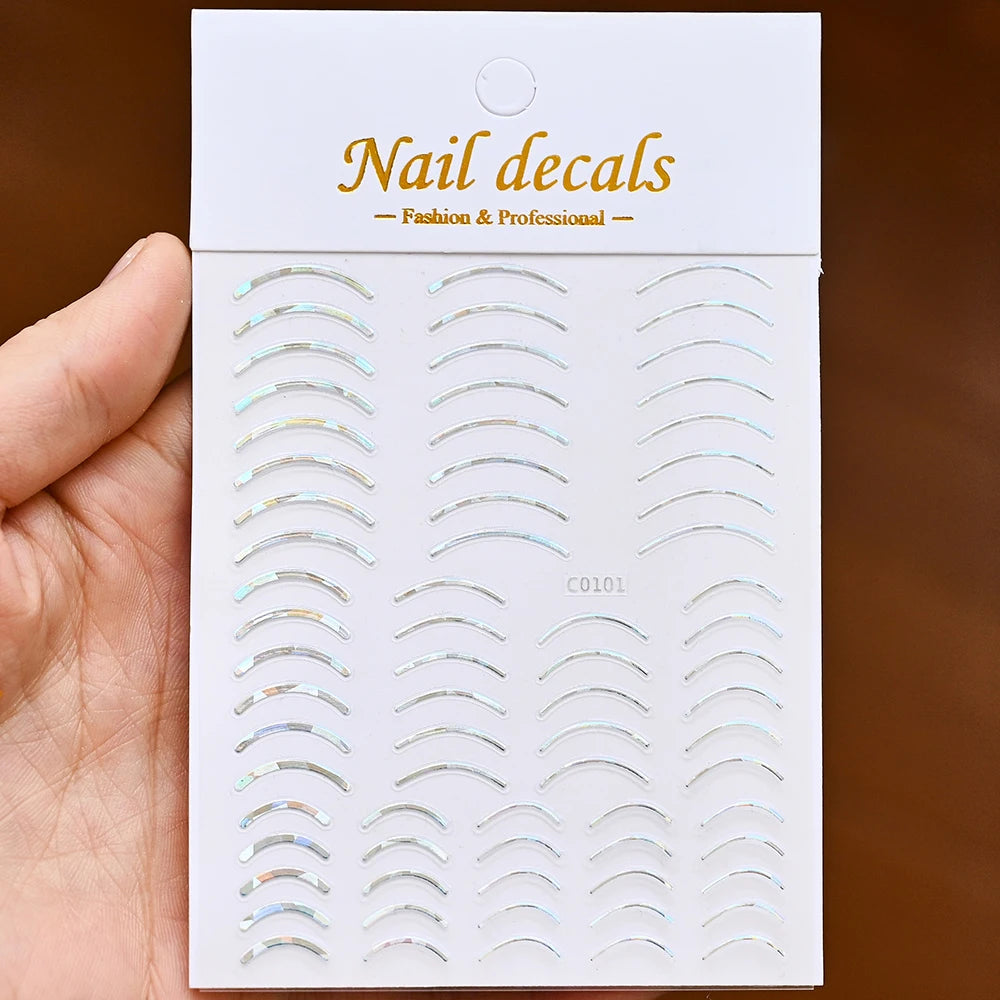 3D French Nail Stickers 1pcs French Romance Fashion Nail Accessories Metal Line Nail Stickers Nail Art Stickers Nail Stickers