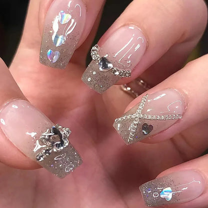 Pink Rhinestone Coffin Press-On Nails