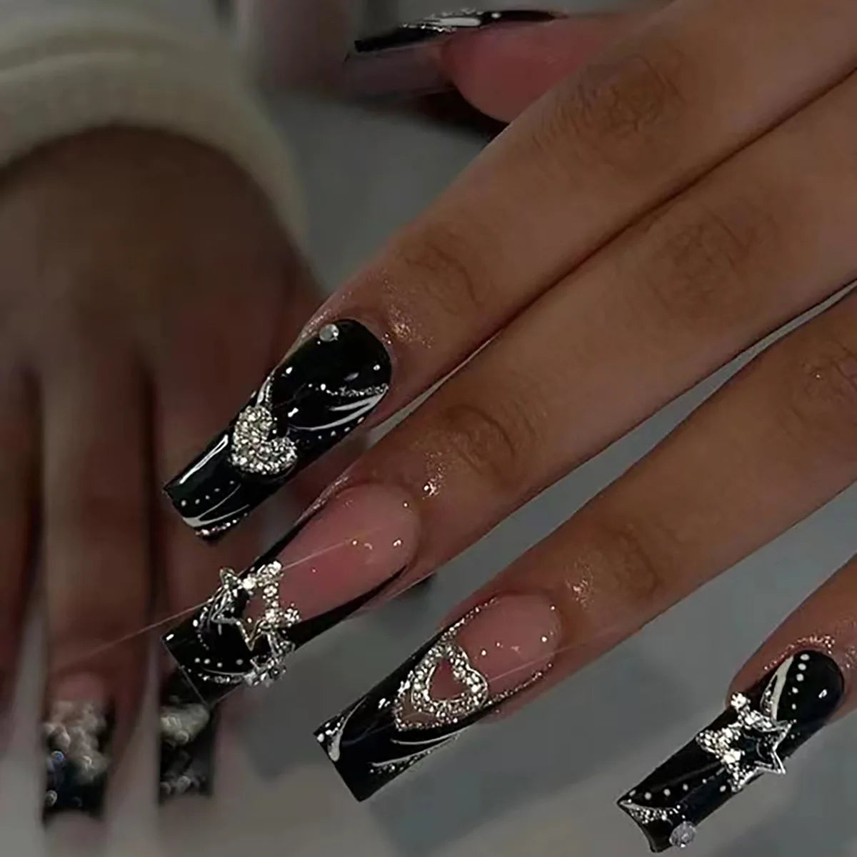 Leopard Cherry Rhinestone Press-On Nails