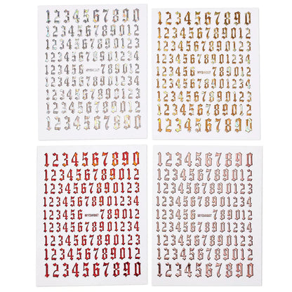 1 Sheet Arab Numbers Nail Art Sticker 3D Laser Self-Adhesive Manicure Decals Tips 8*10cm DIY Arabic Numerals Nail Decoration Par