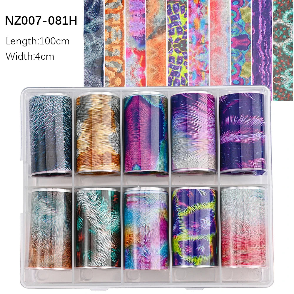 10Roll/Box Rose Flowers Designs Transfer Foil Sky Decals Transfer Foil Nails Sliders Holographic Flower Stickers Manicure Decor*