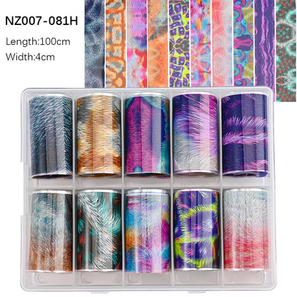 10Roll/Box Rose Flowers Designs Transfer Foil Sky Decals Transfer Foil Nails Sliders Holographic Flower Stickers Manicure Decor*