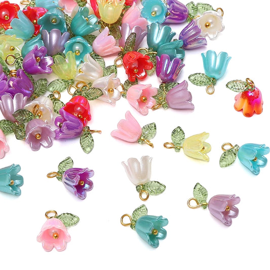 Lily Valley Flower Bud Acrylic Beads