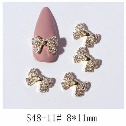 Crystal Bow Butterfly Pearl Nail Charms