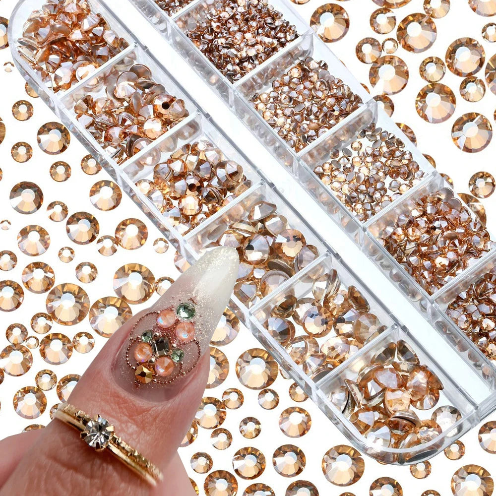Crystal AB Rhinestone Nail Art Kit 12 Grid
