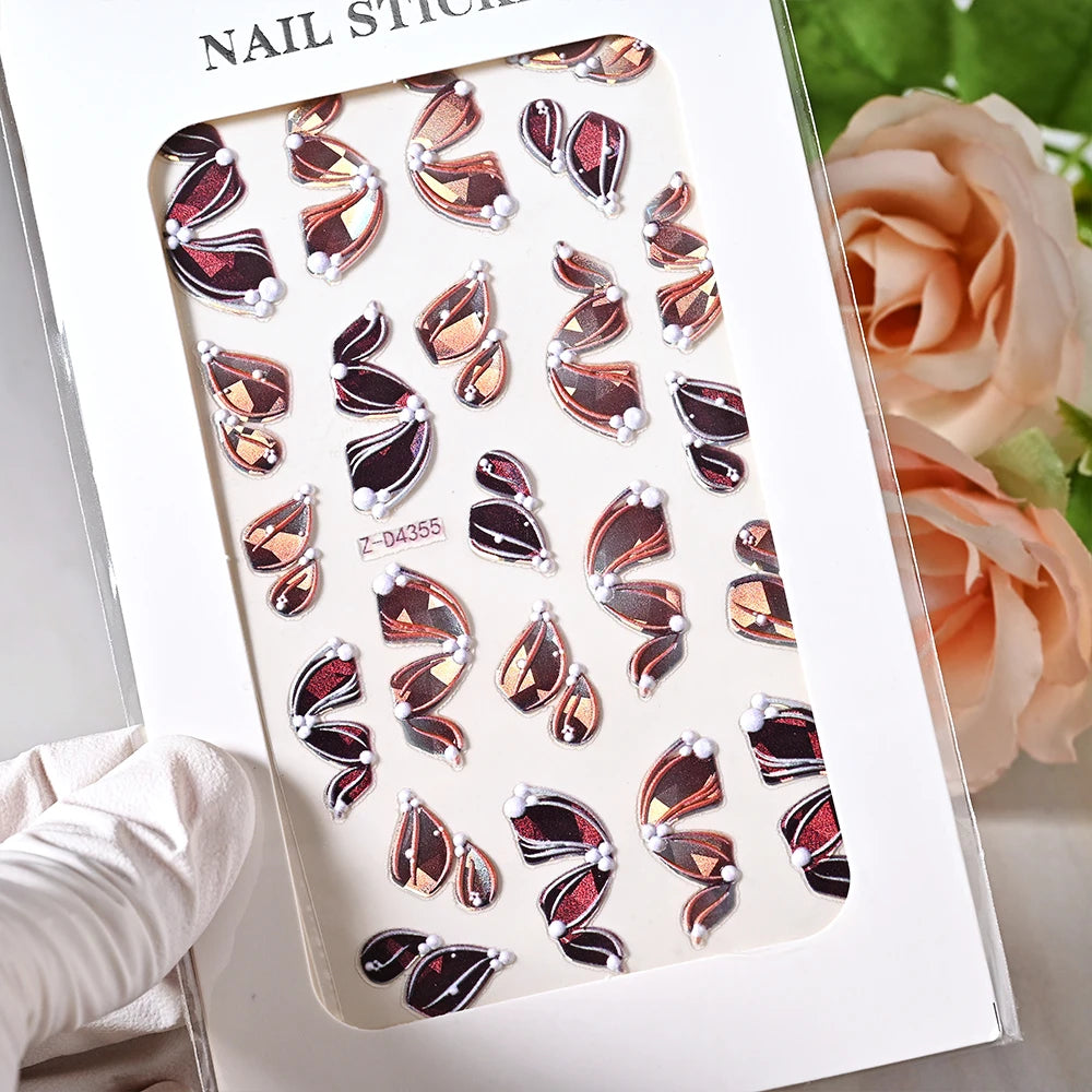 5D Sea Nail Art Stickers Embossed Self-Adhesive Ocean Beach Style Nail Slider Kawaii Starfish/Shell/Coral Reef Decor Nail Decals