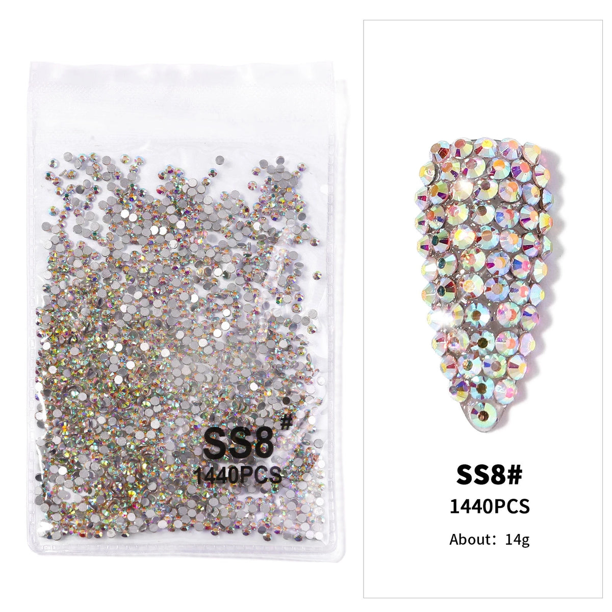 Crystal AB Rhinestone Nail Art Kit 12 Grid