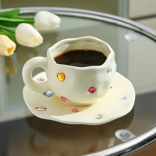 Gem Ceramic Coffee Cup & Dish Set