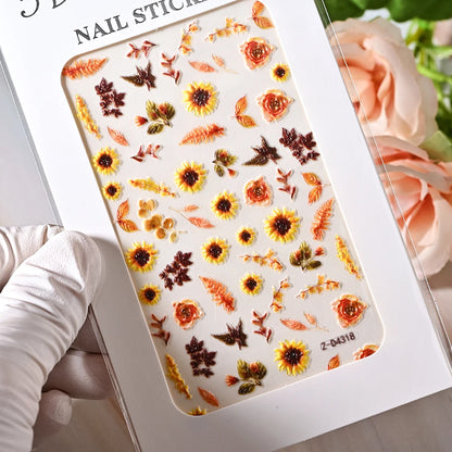 5D Sea Nail Art Stickers Embossed Self-Adhesive Ocean Beach Style Nail Slider Kawaii Starfish/Shell/Coral Reef Decor Nail Decals