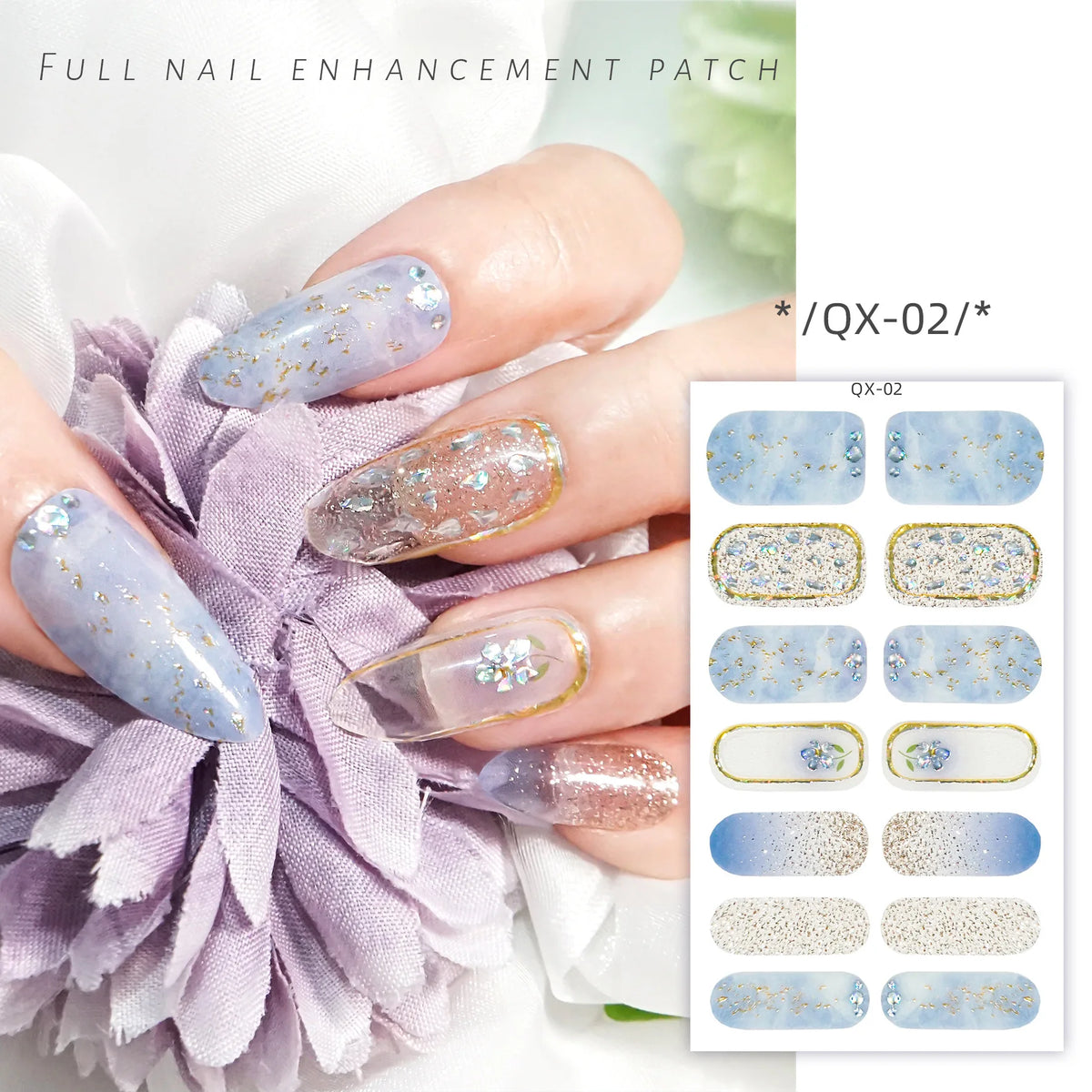 59 Style of Nail Stickers 1Sheet Rhinestones Fashion Nail Wraps Self Adhesive Manicure Decoracion DIY Full Cover Nail Sticker#5-