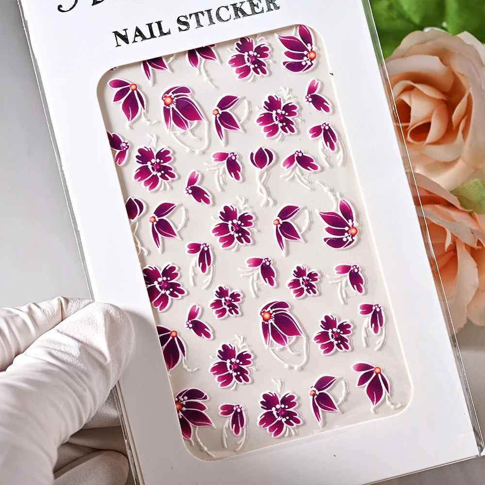 5D Sea Nail Art Stickers Embossed Self-Adhesive Ocean Beach Style Nail Slider Kawaii Starfish/Shell/Coral Reef Decor Nail Decals