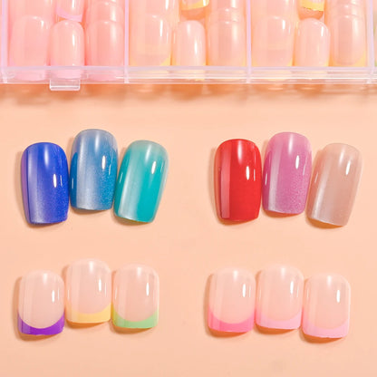 Red Blue Cat Eye Coffin Nails 288pc