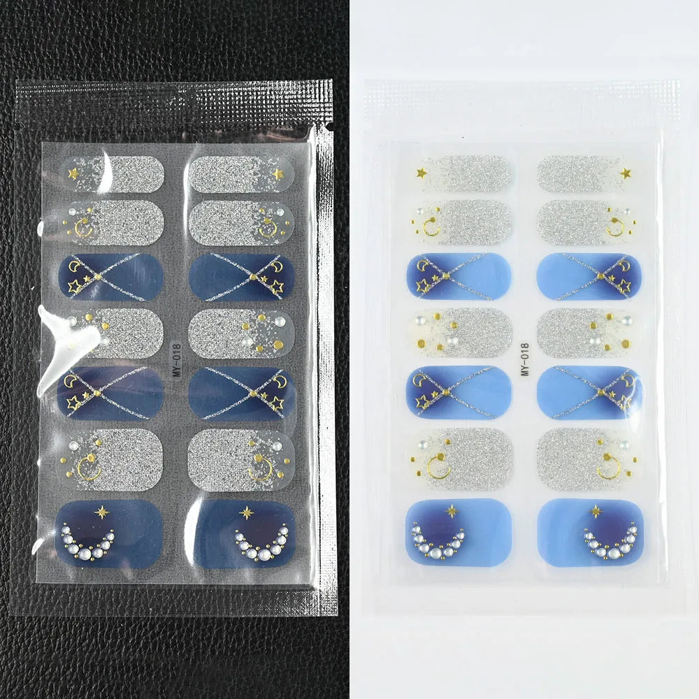 59 Style of Nail Stickers 1Sheet Rhinestones Fashion Nail Wraps Self Adhesive Manicure Decoracion DIY Full Cover Nail Sticker#5-