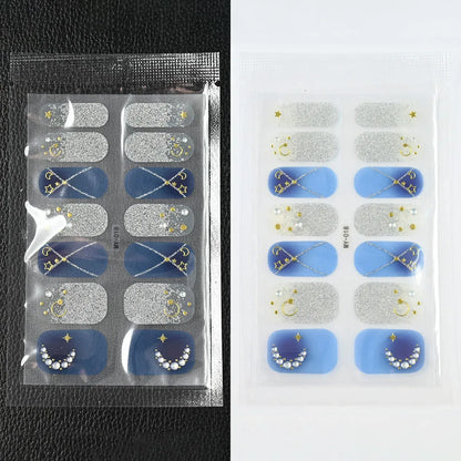 59 Style of Nail Stickers 1Sheet Rhinestones Fashion Nail Wraps Self Adhesive Manicure Decoracion DIY Full Cover Nail Sticker#5-