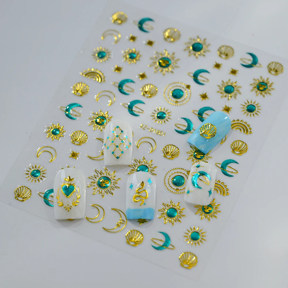 5D Bohemian Gold Silver Nail Art Stickers