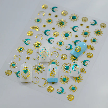 5D Bohemian Gold Silver Nail Art Stickers
