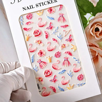 5D Sea Nail Art Stickers Embossed Self-Adhesive Ocean Beach Style Nail Slider Kawaii Starfish/Shell/Coral Reef Decor Nail Decals