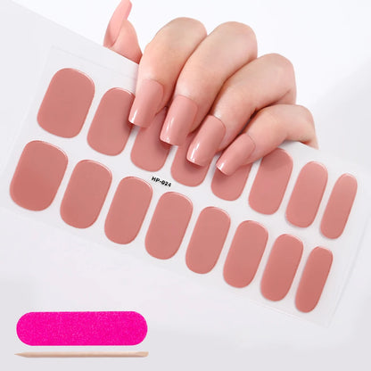 Semi Cured Wraps Fast Gel Nail Sticker Soild Nail Gel Wraps Adhesive Full Cover Gel Nail Decal UV Lamp Cured Manicure Decoration