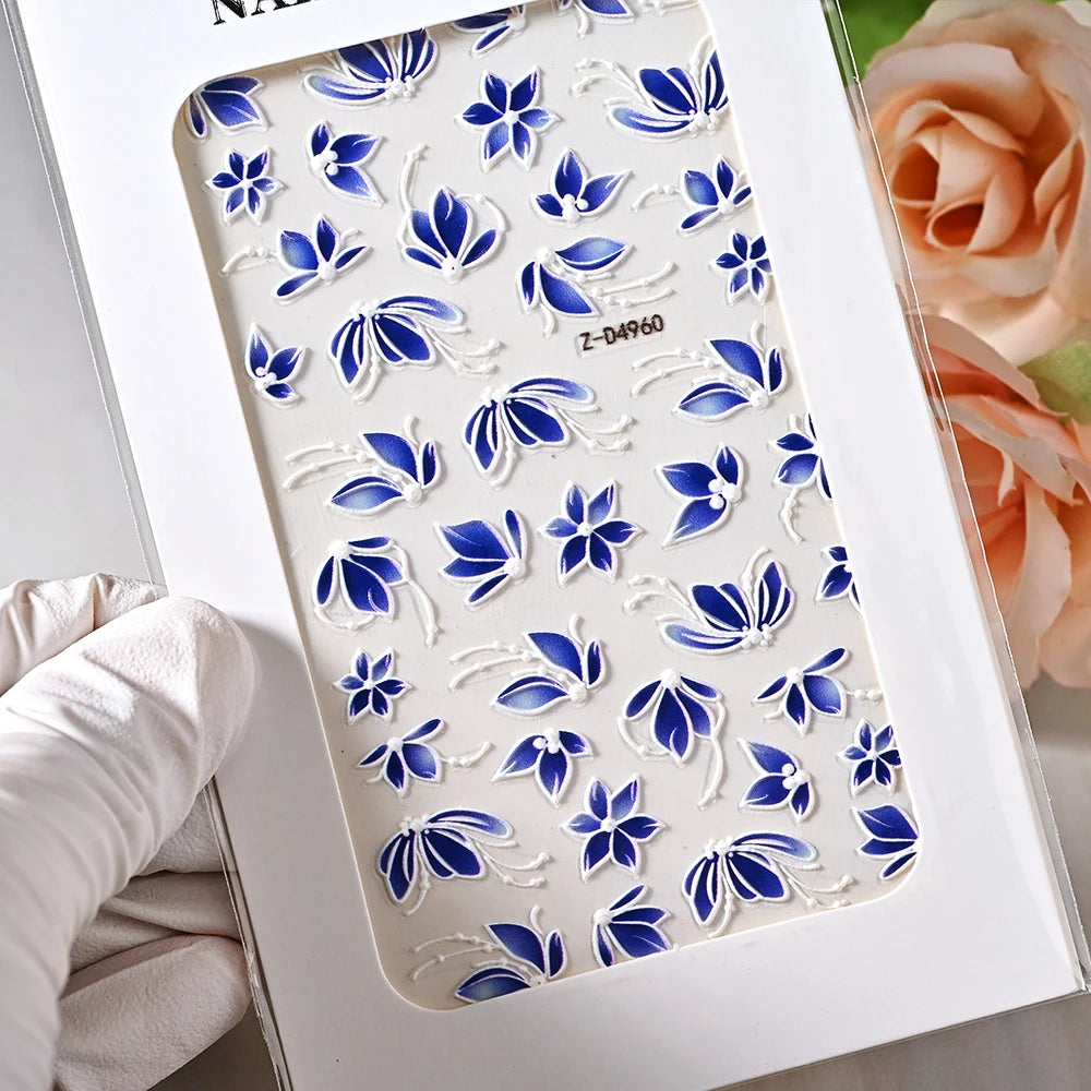 5D Sea Nail Art Stickers Embossed Self-Adhesive Ocean Beach Style Nail Slider Kawaii Starfish/Shell/Coral Reef Decor Nail Decals