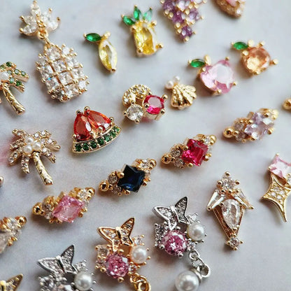 Summer Fruit Zircon Nail Charms 10pc