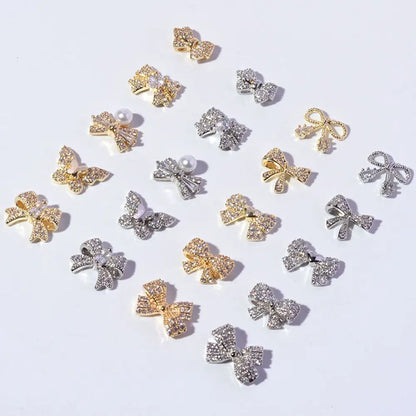 Crystal Bow Butterfly Pearl Nail Charms