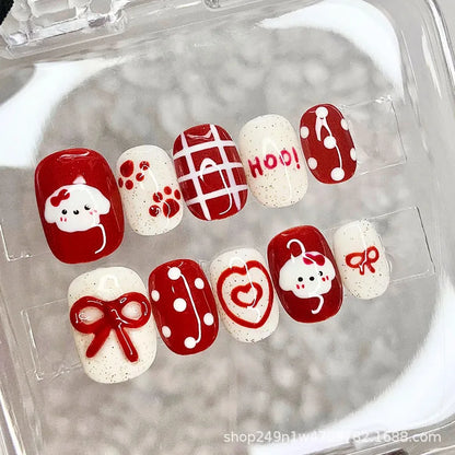 Cute Cartoon Bean Press-On Nails 30pc