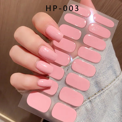 Semi Cured Wraps Fast Gel Nail Sticker Soild Nail Gel Wraps Adhesive Full Cover Gel Nail Decal UV Lamp Cured Manicure Decoration