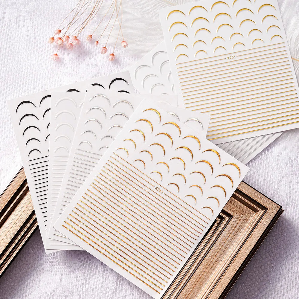 3D French Nail Stickers 1pcs French Romance Fashion Nail Accessories Metal Line Nail Stickers Nail Art Stickers Nail Stickers