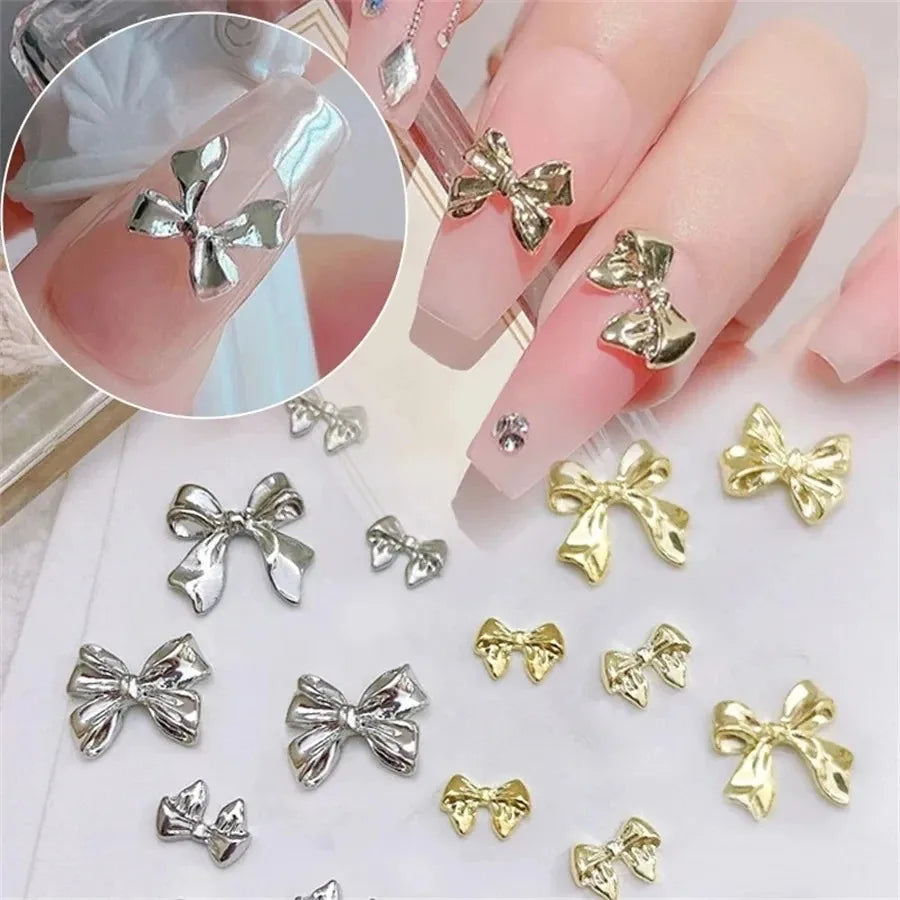 New 10pcs Butterfly Parts Ribbon Parts Ribbon Decorations Nail Figures Bows Nail Charms Bow Nail Accessories SZZS09