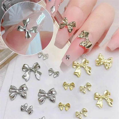 New 10pcs Butterfly Parts Ribbon Parts Ribbon Decorations Nail Figures Bows Nail Charms Bow Nail Accessories SZZS09