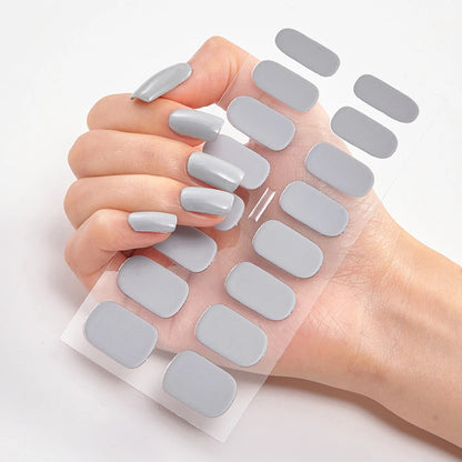 16Tips Semi-cured Gel Nail Stickers Red/Wine Red Nails Gel slider UV lamp Cured Extended Nails DIY Women Nails Decal Decor Gifts