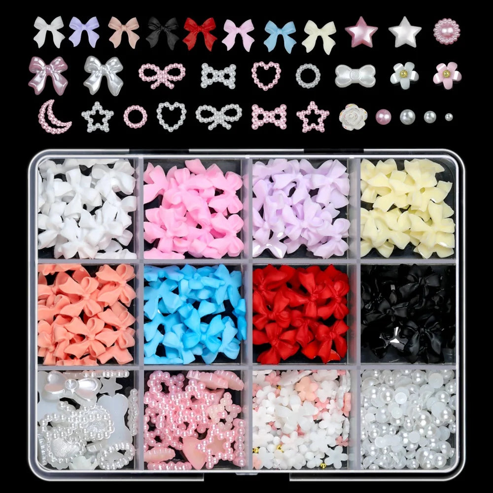 Gold Bow Butterfly Metal Nail Charms 120pc