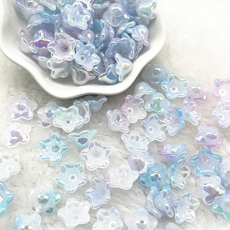 Gradient Bellflower Acrylic Bead Caps 50pc