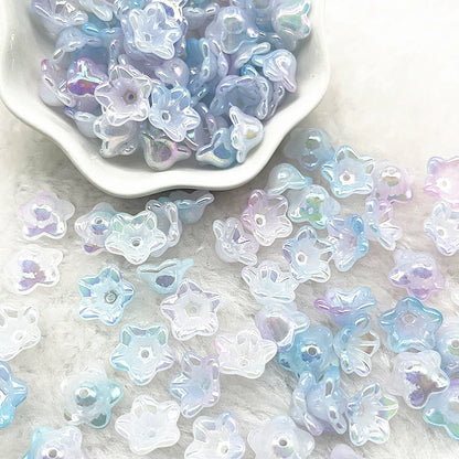Gradient Bellflower Acrylic Bead Caps 50pc