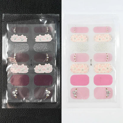 59 Style of Nail Stickers 1Sheet Rhinestones Fashion Nail Wraps Self Adhesive Manicure Decoracion DIY Full Cover Nail Sticker#5-