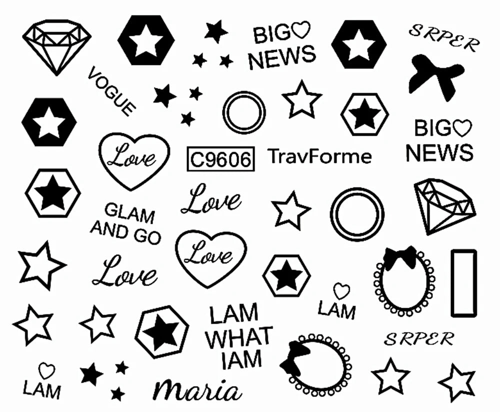30pcs Black Line Nail Stickers 3D Irregular Line Geometric Pattern Nail Sticker Mysterious Sexy DIY Gothic Style Nail Stickers
