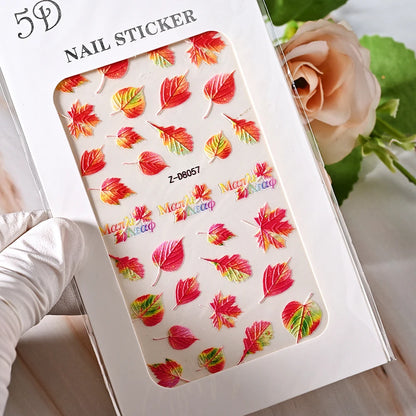 5D Sea Nail Art Stickers Embossed Self-Adhesive Ocean Beach Style Nail Slider Kawaii Starfish/Shell/Coral Reef Decor Nail Decals