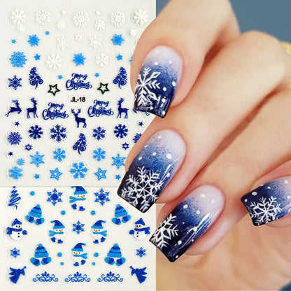 (30Pcs)Merry Christma Nail Sticker 3D Sliders Deer Santa Claus Decals New Year Nails Decor Stickers For DIY Manicure Accessories