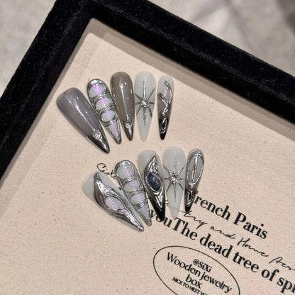 Blue Heart Stiletto Press-On Nails