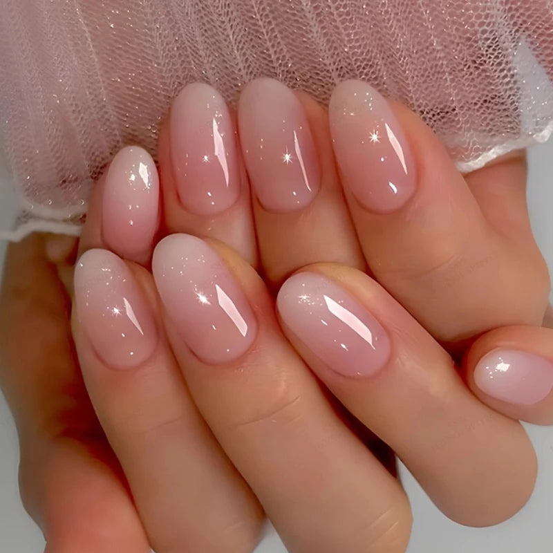 Pink Gradient Oval Press-On Nails
